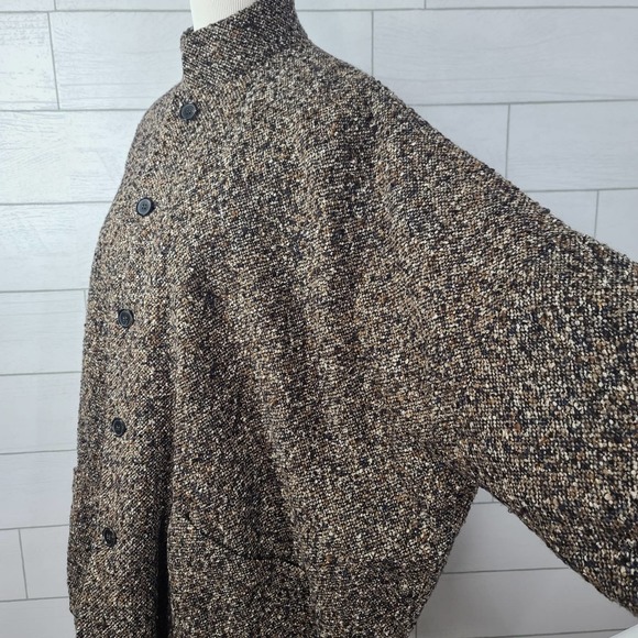 Eskandar Jacket Tweed 1 Lined Wool Blend Brown Black Oversized Lagenlook Boxy - Picture 5 of 14